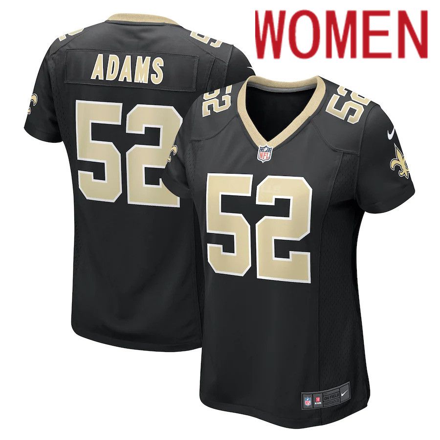 Women New Orleans Saints #52 Montravius Adams Nike Black Game NFL Jersey->women nfl jersey->Women Jersey